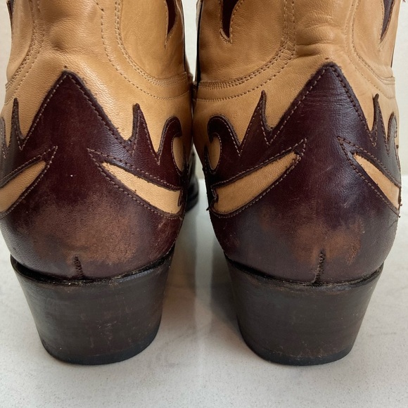Vintage Charlie Horse by Lucchese Western Flame Two Tone Leather Cowboy Boots 8 - Picture 10 of 15
